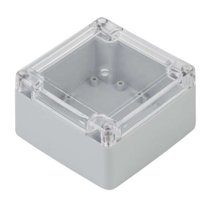 Støv‐ og fuktbeskyttet plastkapsling 105x105x60mm, ABS/PC, gjennomsiktig lokk