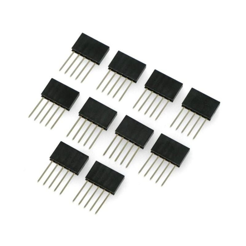 Hunnkontakt 1x5 pin 2,54 mm raster, lang, vertikal – 10 stk