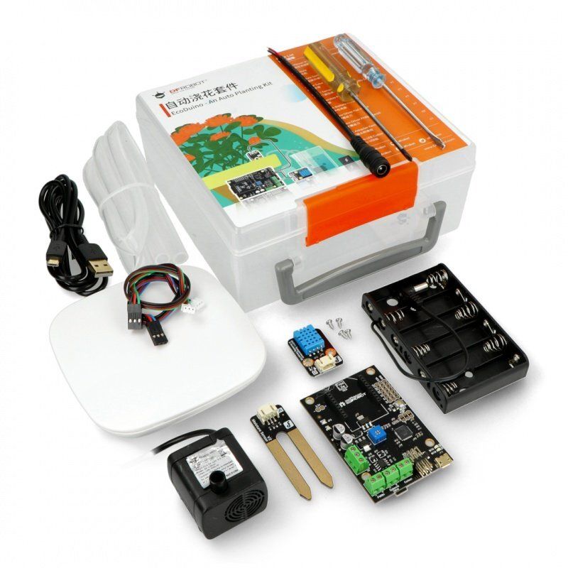 Sett for automatisk plantevanning med Arduino, pumpe og sensorer