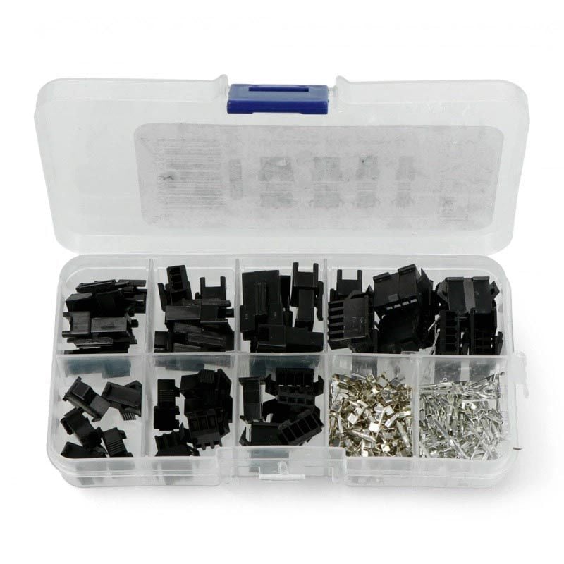 JST-SM kontaktsett 2–5 pin, 200 stk, hann/hunn + pinner