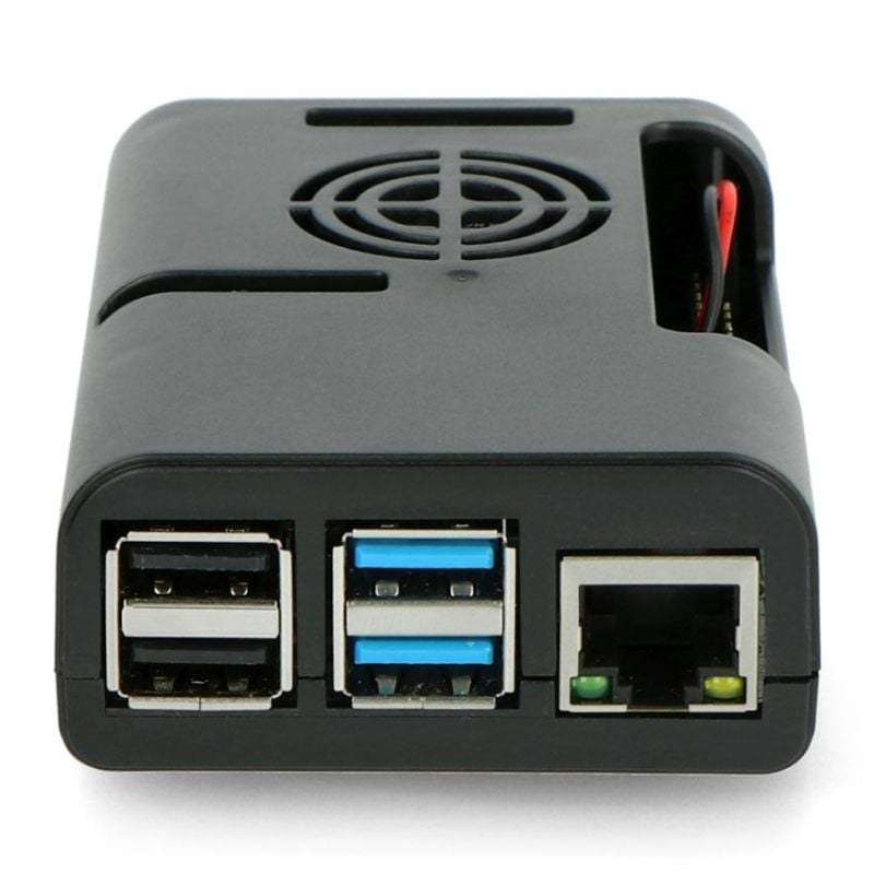 Sort kabinett med vifte for Raspberry Pi 4B – praktisk case
