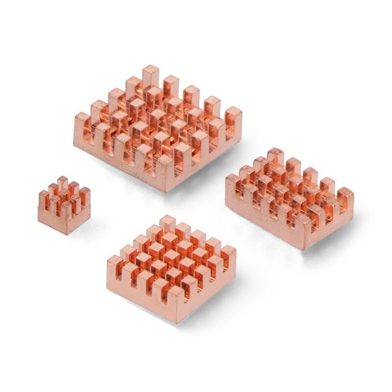 Kobberkjøleribber for Raspberry Pi 5 med varmetape, 4 stk.