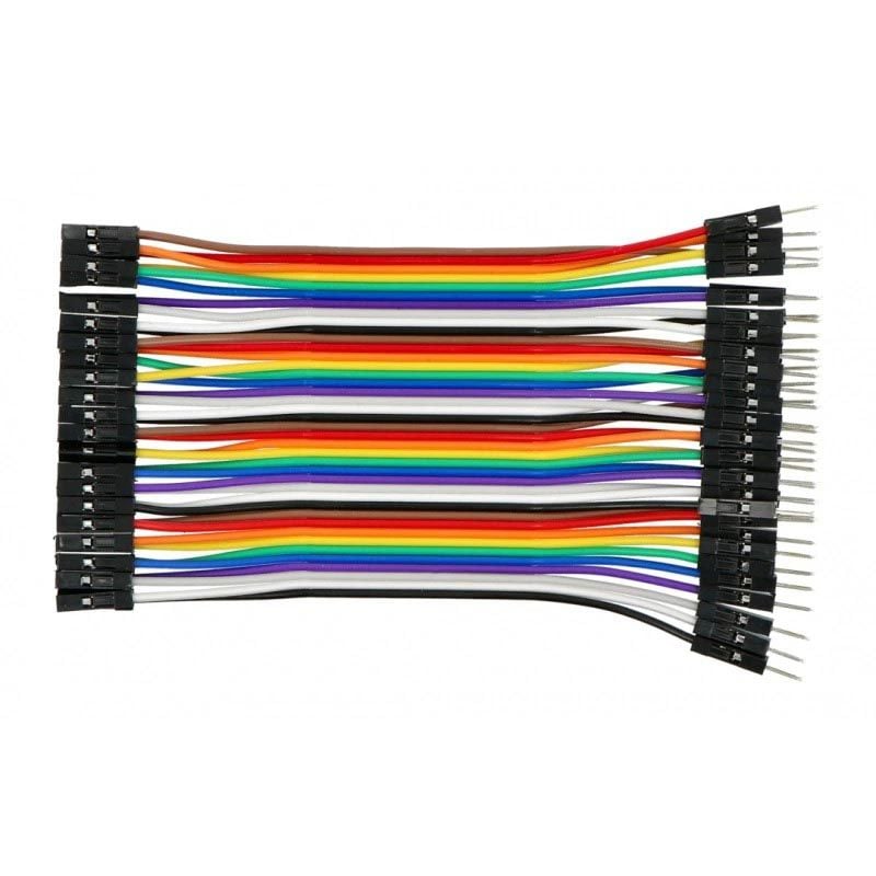 Sett med 40 koblingskabler, hann-til-hunn, 10 cm, fargerike