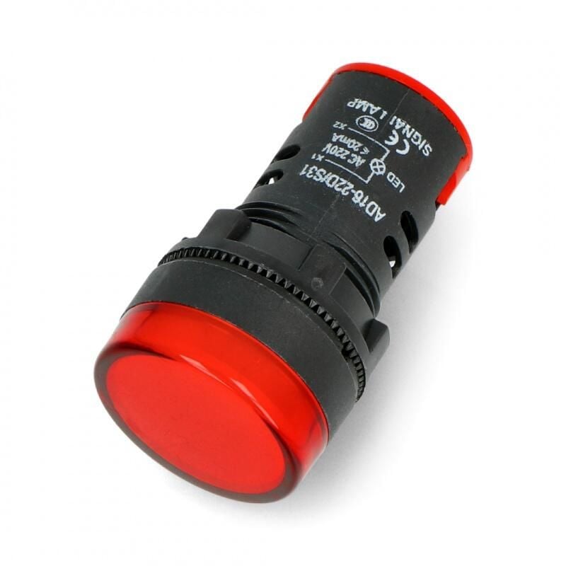 Kontrollampe 230V AC 28mm rød
