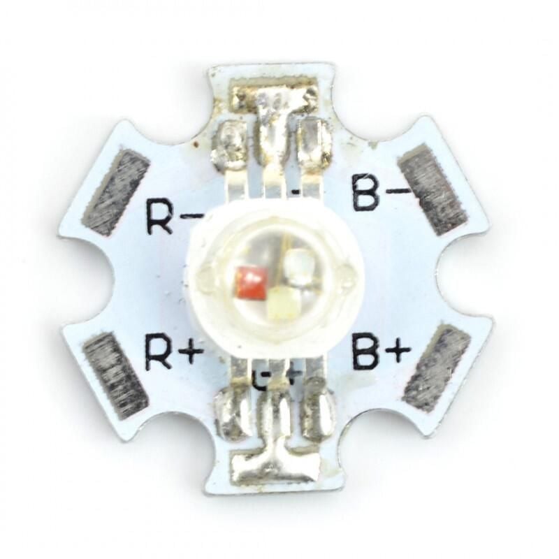 Kraftig RGB Power LED 3W med kjøleribbe