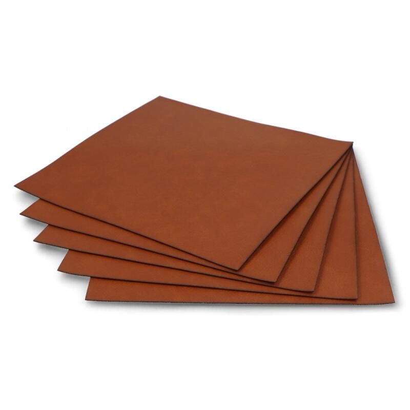 Kunstskinn for lasergravering – kanelbrun, 200×200mm, 5 stk.