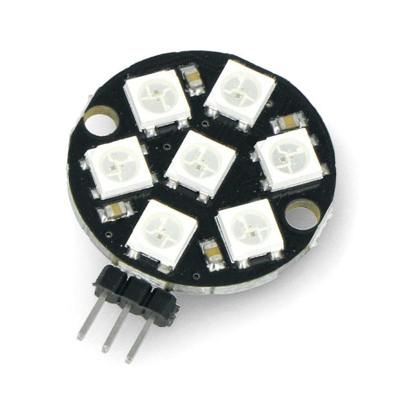 LED-ring RGB 7x WS2812 5050 med loddet kontakter