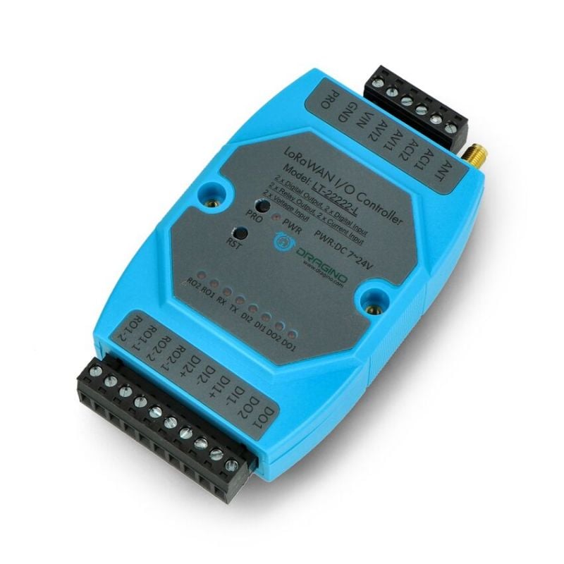 Dragino LT-22222-L, LoRa I/O-kontroller 868 MHz med reléer og analoge innganger