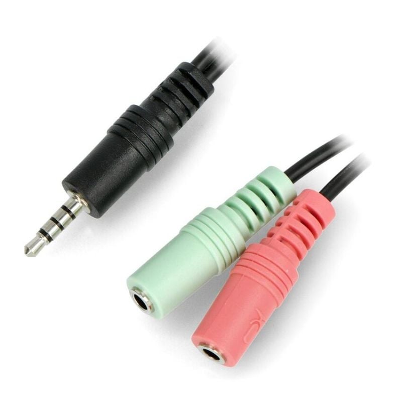 Jack 3,5mm splitter – adapter til hodetelefoner og mikrofon 20cm