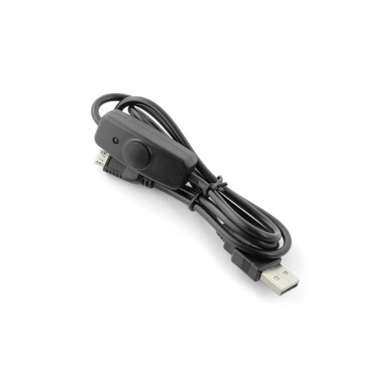 MicroUSB-B til USB-A kabel med av/på-bryter – 0,8 m – Svart