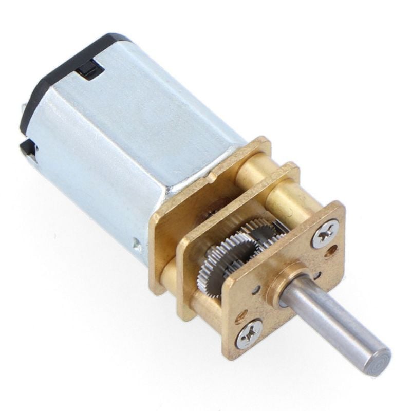 Mikro DC-girmotor med synlige tannhjul og utg&aring;ende aksel