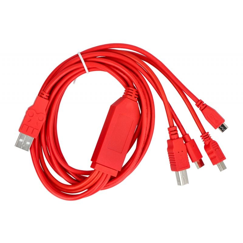Multifunksjonell 4-i-1-kabel med USB-A - USB-B, miniUSB, microUSB og USB-C-kontakt - 180 cm