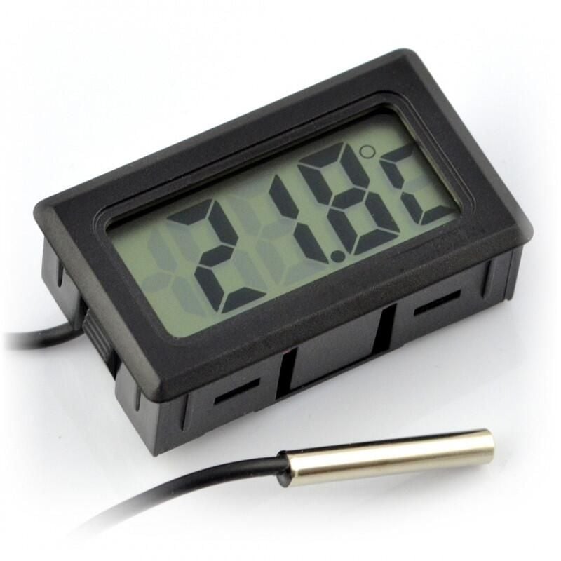 Termometer med LCD-display fra -50°C til 100°C - svart