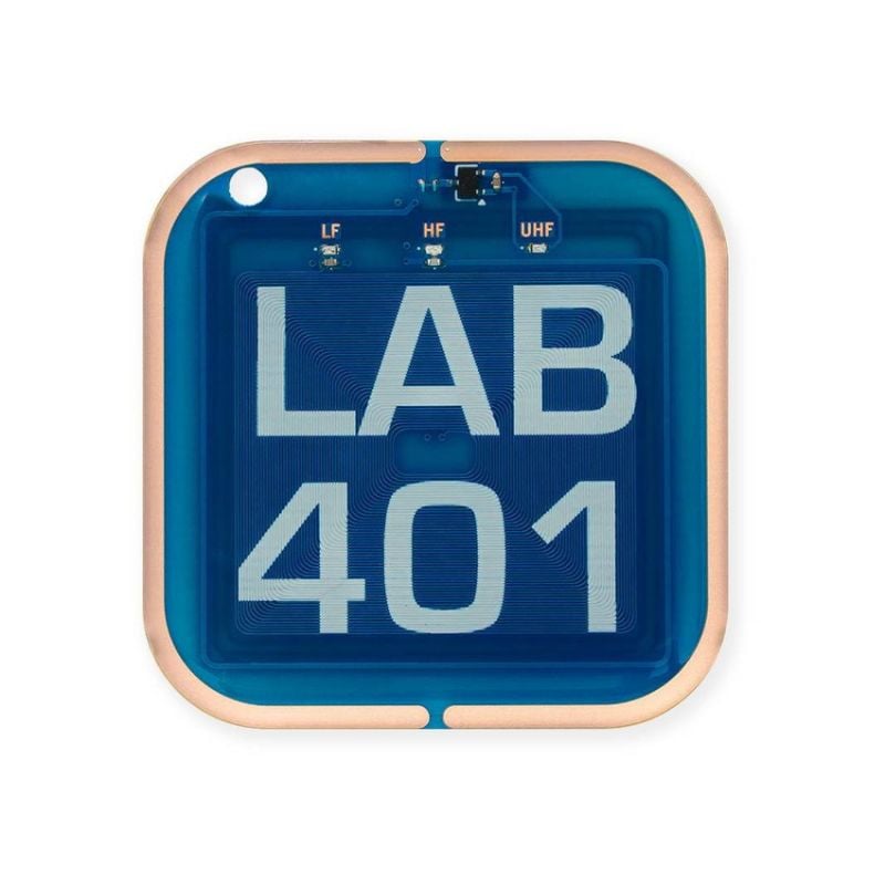 Passiv RFID-feltdetektor LAB 401 med synlige LF-, HF- og UHF-markeringer