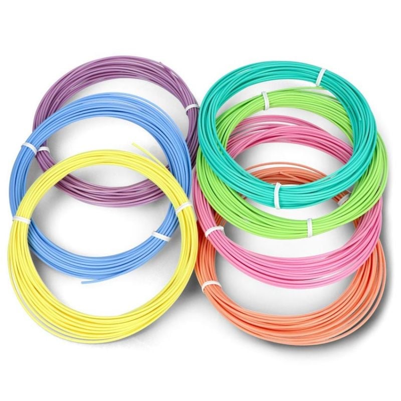 PLA Filament 1,75 mm, sett med 7 pastellfarger, 7 x 10 meter
