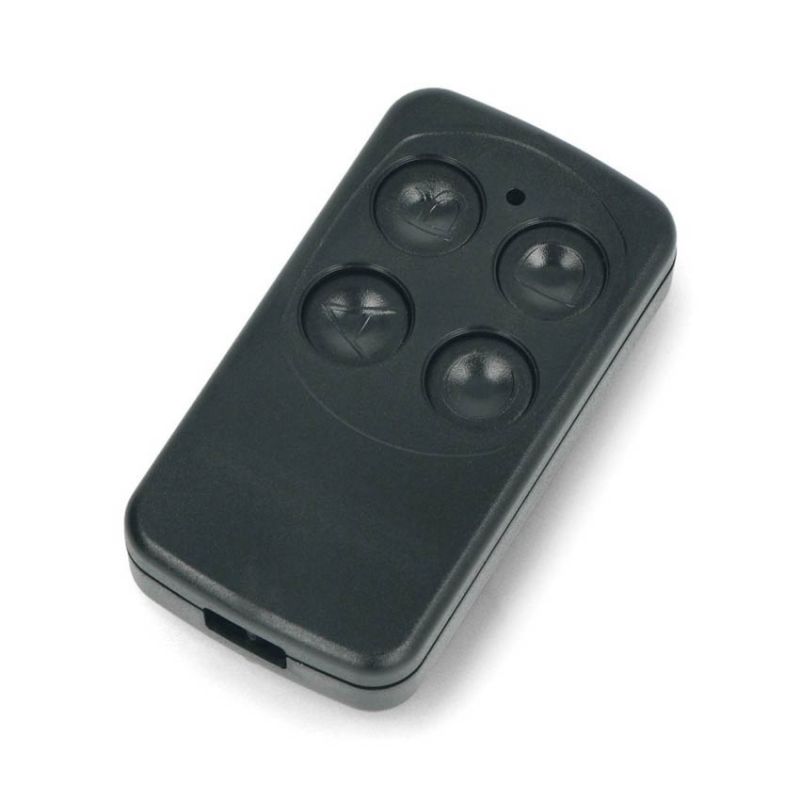 Fjernkontrollhus i plast - 4 knapper og plass til batteri - 65,5x35x13 mm, svart