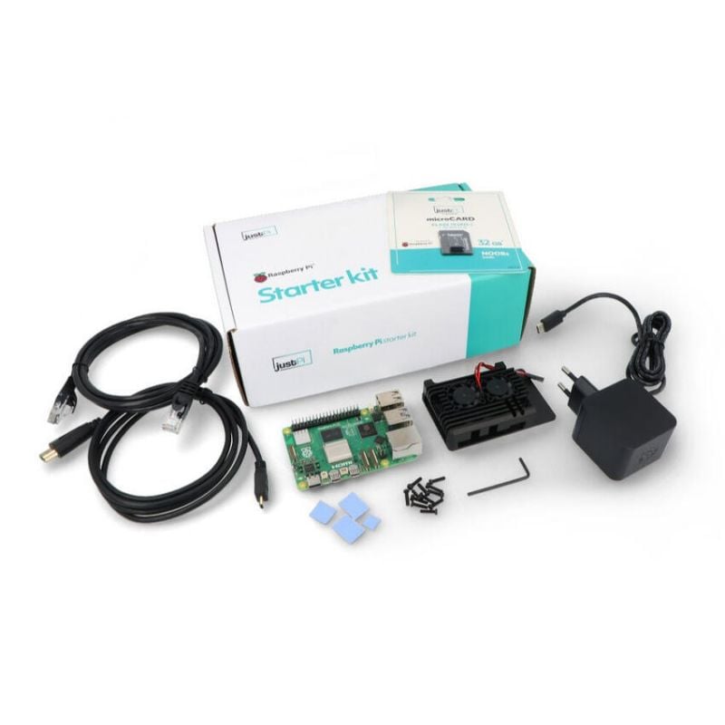 Raspberry Pi 5 Starter KIT 8GB RAM med 32GB microSD og offisielt tilbehør