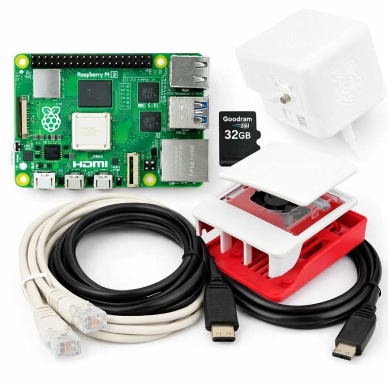 Raspberry Pi 5 starter sett, 2GB RAM, 32GB minnekort og tilbehør