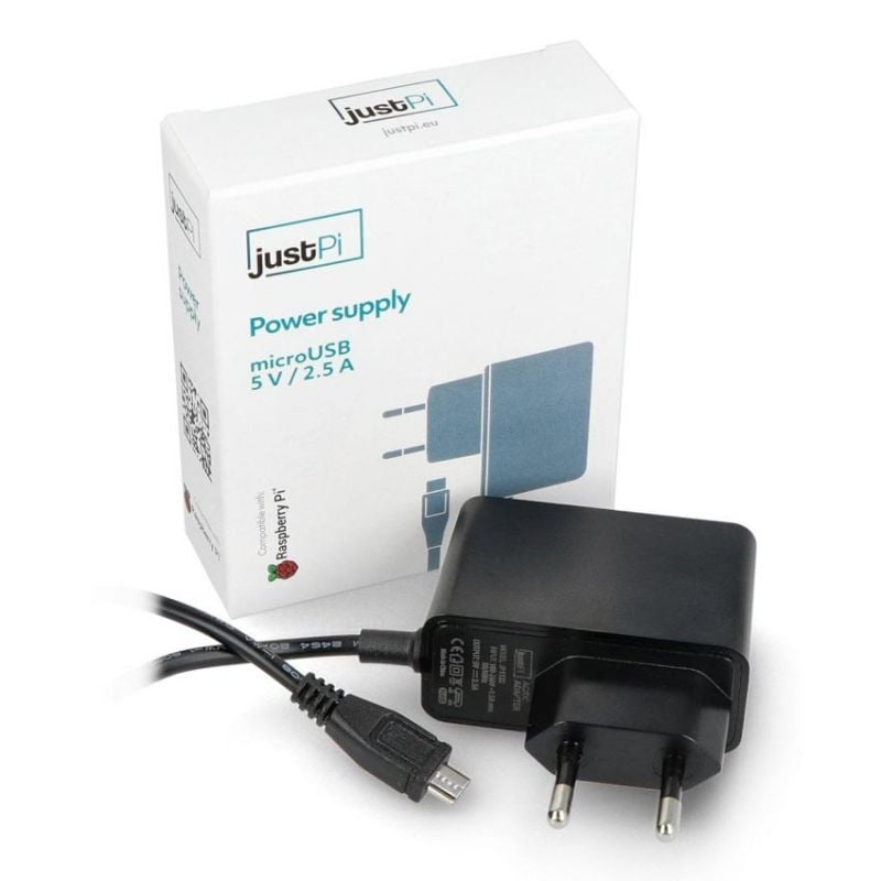 Strømadapter for Raspberry Pi 3B+/3B/2B/Zero - microUSB 5V/2,5A