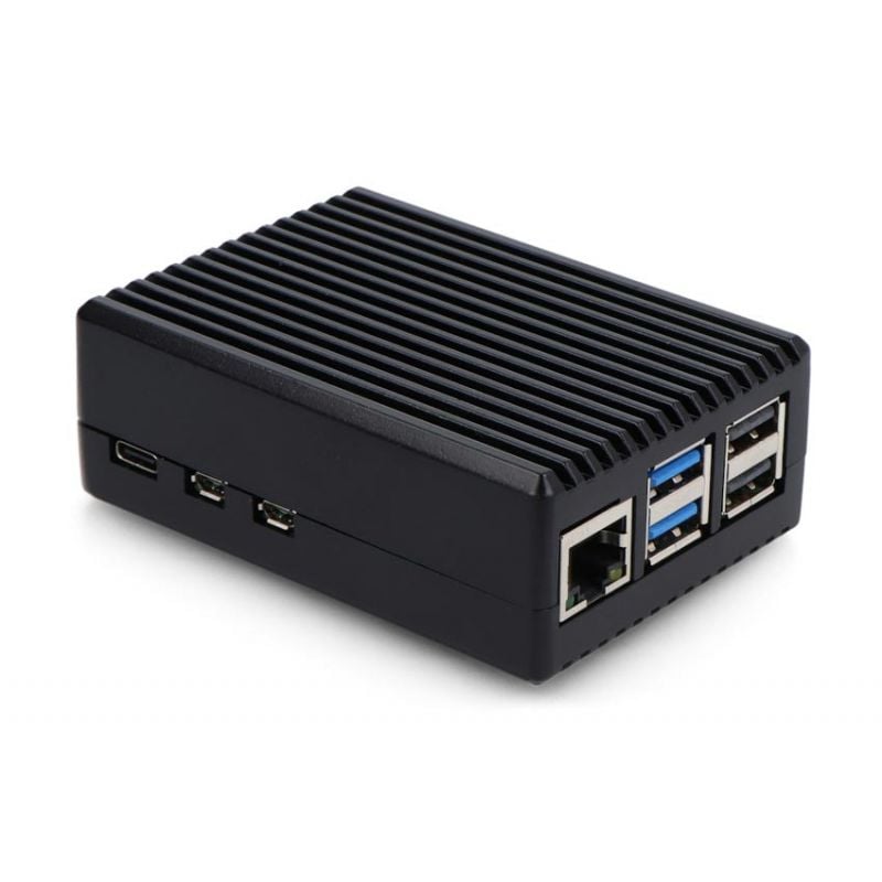 Kabinett for Raspberry Pi 5, aluminium, svart
