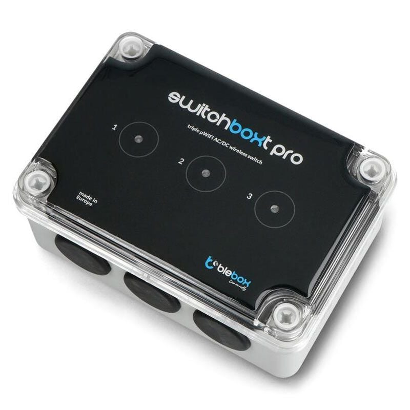 BleBox switchBoxT Pro, WiFi-kontroller for 3 enheter, app-styring