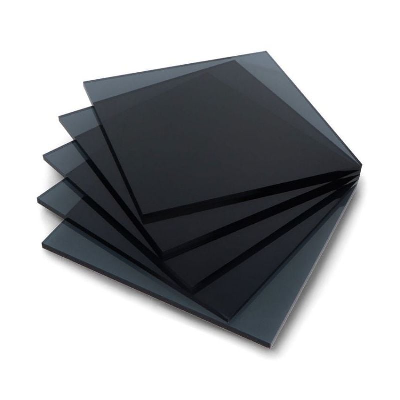 Røykfarget grafitt plexiglass 6mm, 200x200mm, 5 plater