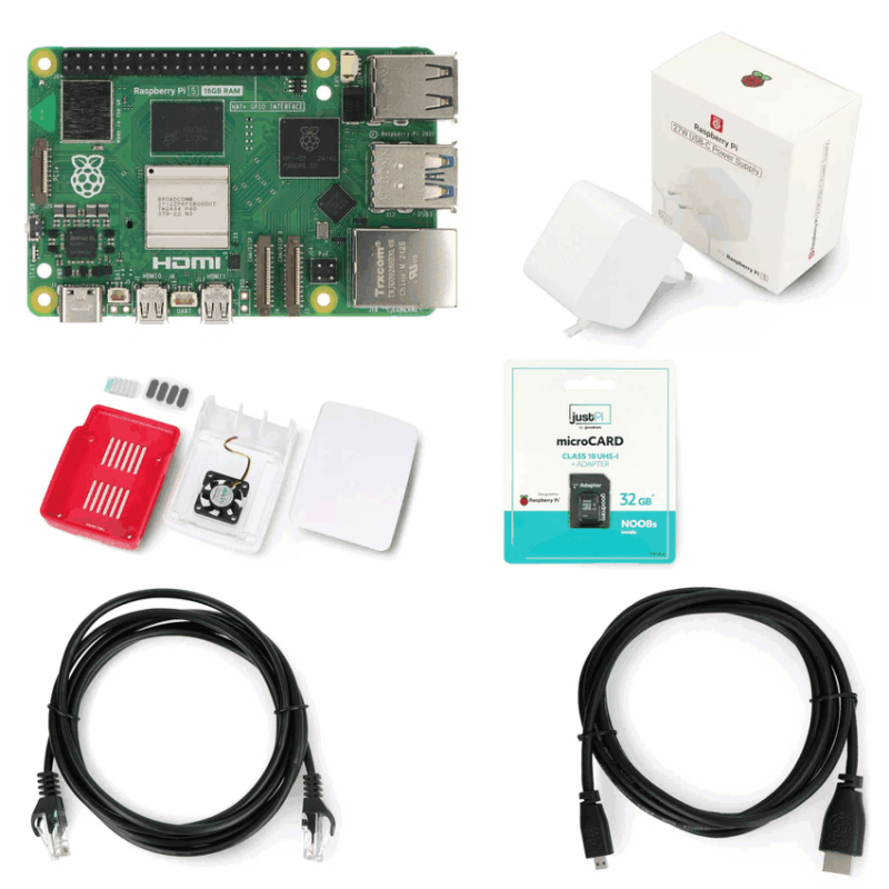 Raspberry Pi 5-hovedkort med kontakter og synlige kjøleflater