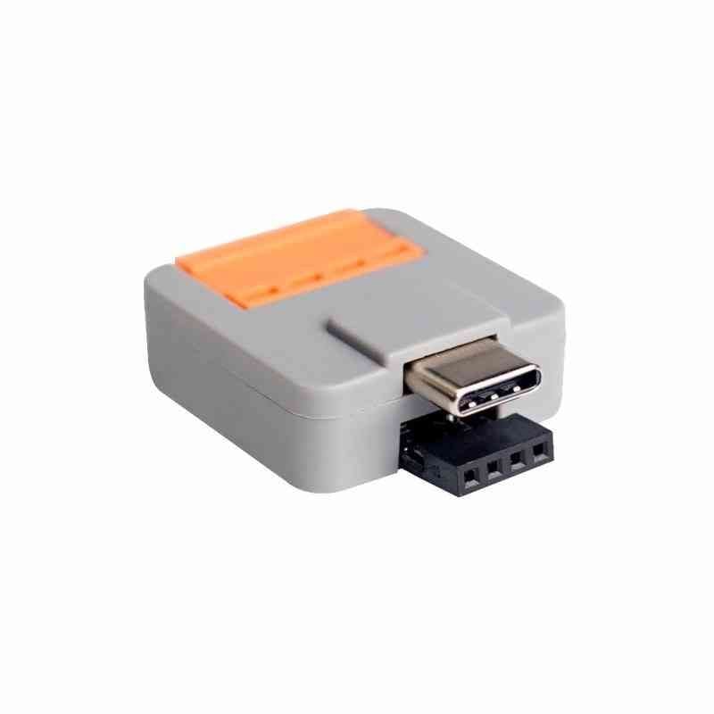RS485-til-TTL-adapter i grå kapsling med USB-C-kontakt og svart stiftkontakt