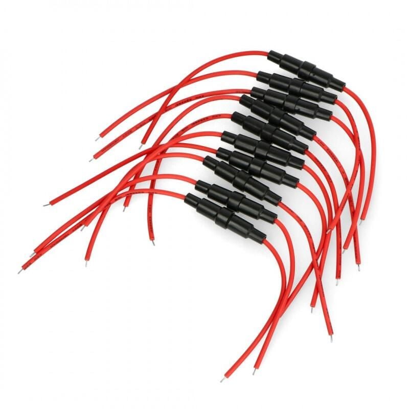 Sikringsholder 5x20mm med ledninger, 10 stk.