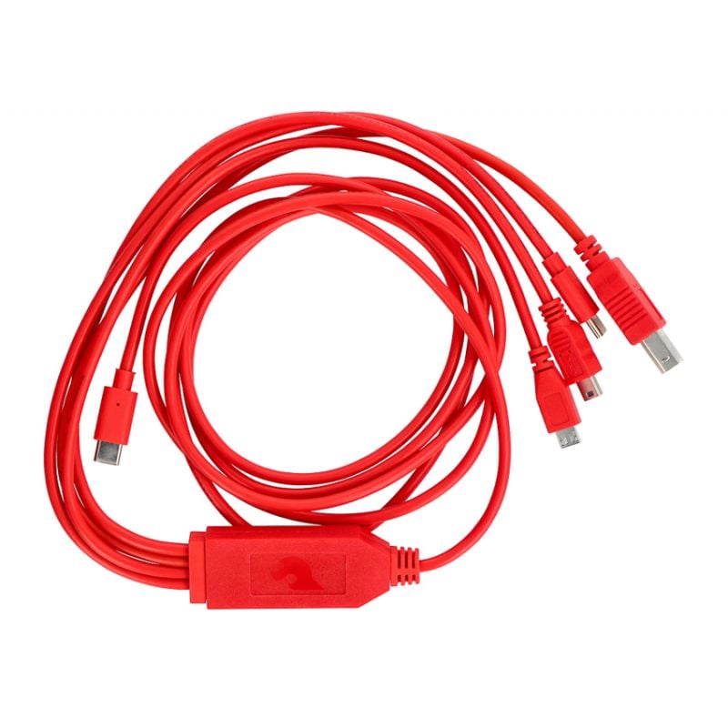 Multifunksjonell 4-i-1-kabel med USB-C - USB B, miniUSB, microUSB og USB-C-kontakt - 180 cm