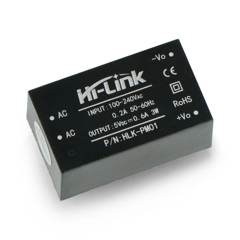 Strømforsyning Hi-Link 5V 0,6A, innebygd PCB-modul