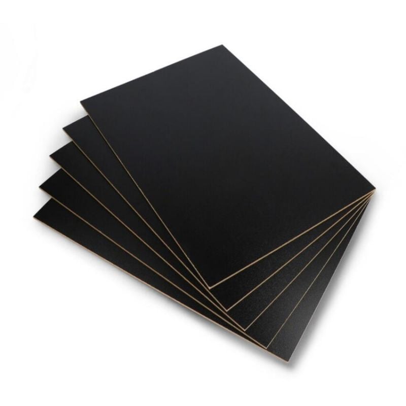 Svart HDF-fiberplate 3 mm, 210×297 mm, 5 stk. – for laserkutting og CNC
