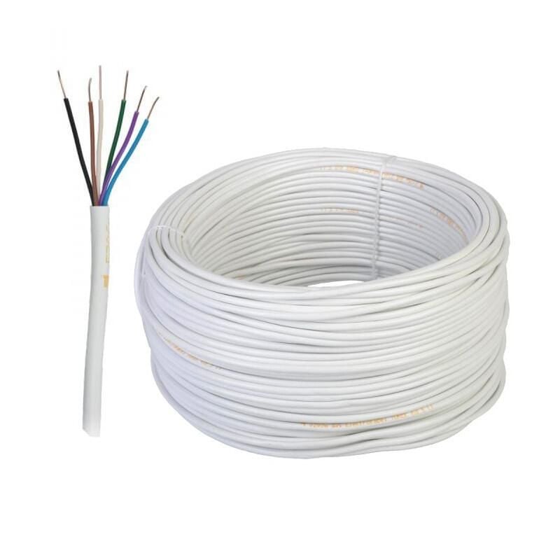Alarm- og telekabel 6-leder 0,5mm², hvit, selges metervis