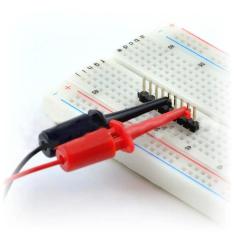 Testledninger med IC-kroker, 2 stk, måleprober med gripekrok
