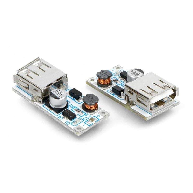 Strømmodul 5 V / 0,6 A – step-up charger med USB-utgang (2 stk.)