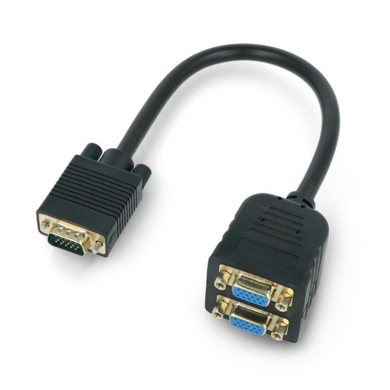 VGA-adapter 1× hann til 2× hunn, 200 mm, 1920×1080