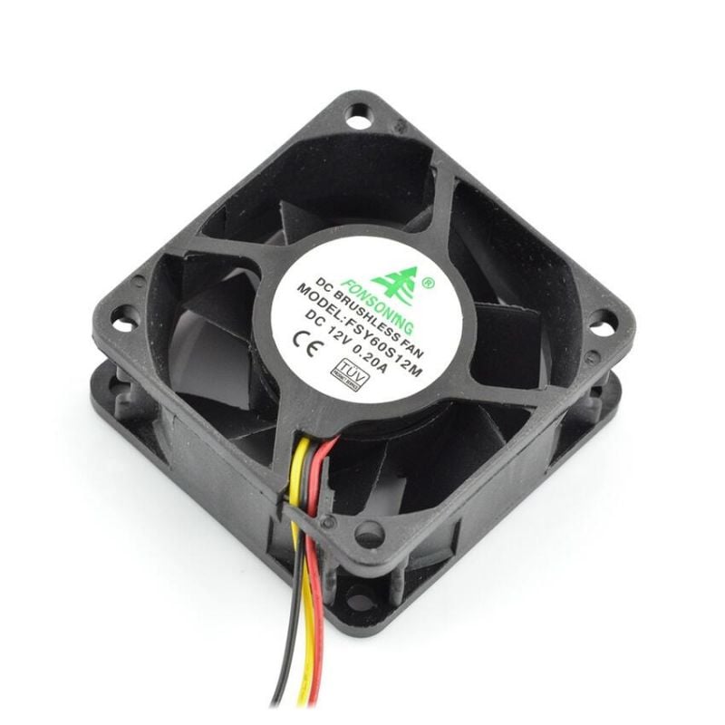 Vifte 60mm med turtallssignal 12V 3-leder – 4500 rpm
