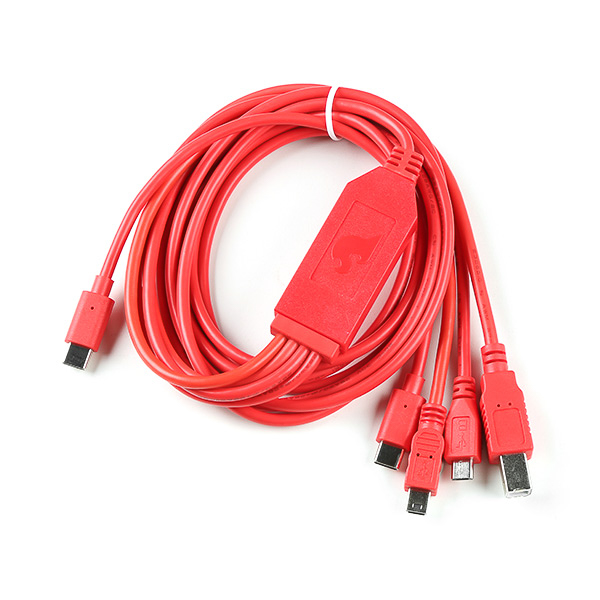 Multifunksjonell 4-i-1-kabel med USB-C - USB B, miniUSB, microUSB og USB-C-kontakt - 180 cm