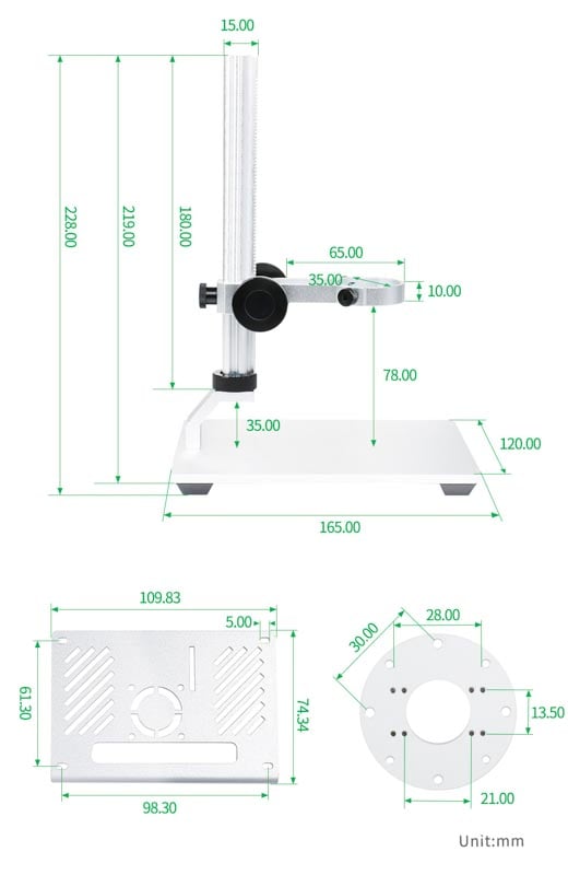 Dimensjoner og Spesifikasjoner for Raspberry Pi mikroskop