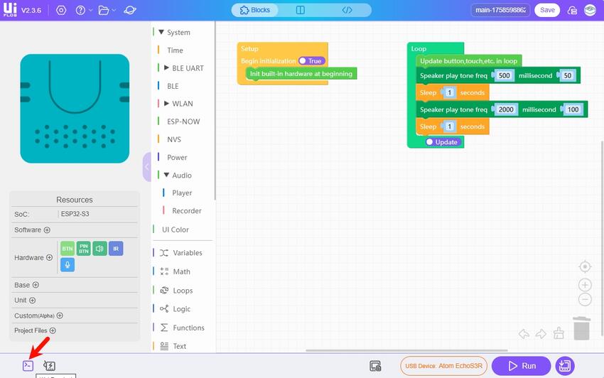 m5Stack Atom EchoS3R programmering - UIFlow og Arduino IDE