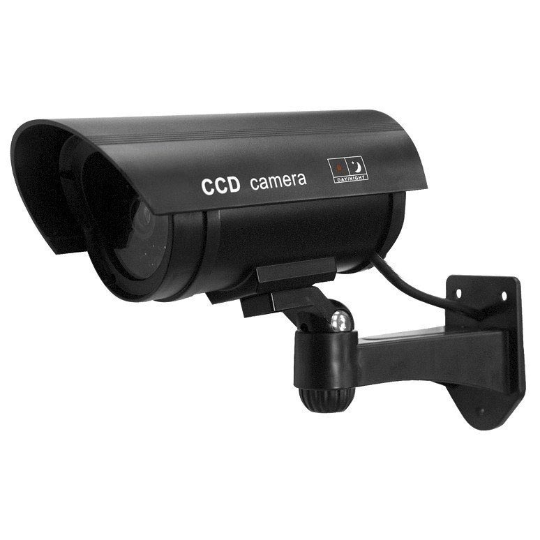 Falskt overvåkingskamera for å skremme bort hærverkere og tyver. Fake CCTV kamera med LED.