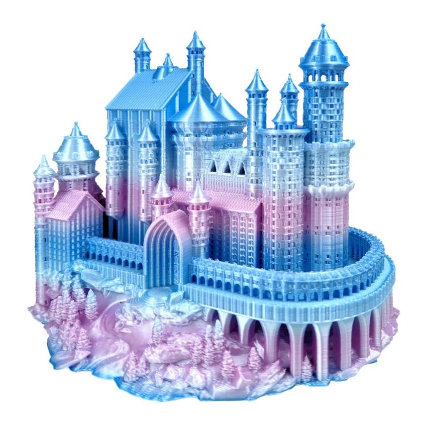 Magisk 3D-printet slott - Modeller laget av PLA Multicolor-filament har et unikt utseende.