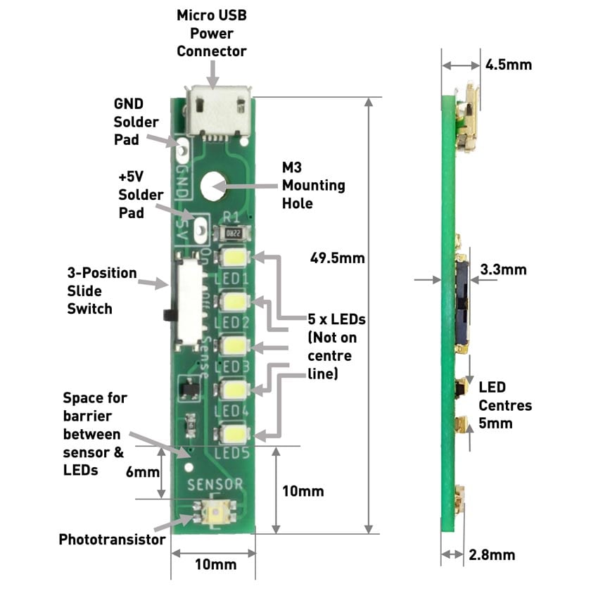 Hvit USB LED-list med sensor