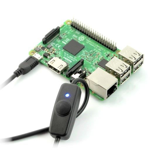 Ladekabel med atrømbryter Av/På til Raspberry Pi