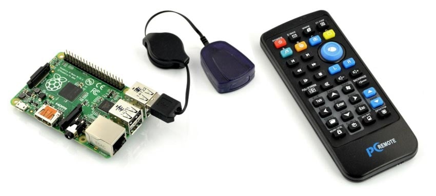 Komplett sett med IR-fjernkontroll og mottaker &ndash; ideelt for Raspberry Pi som media center.