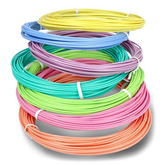 Sett bestående av 7 spoler med PLA filament i 7 flotte pastellfarget.
