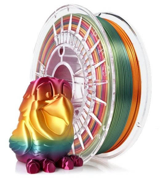 Eksempel på modell laget med Rosa3D PLA Rainbow Silk Tropical filament.