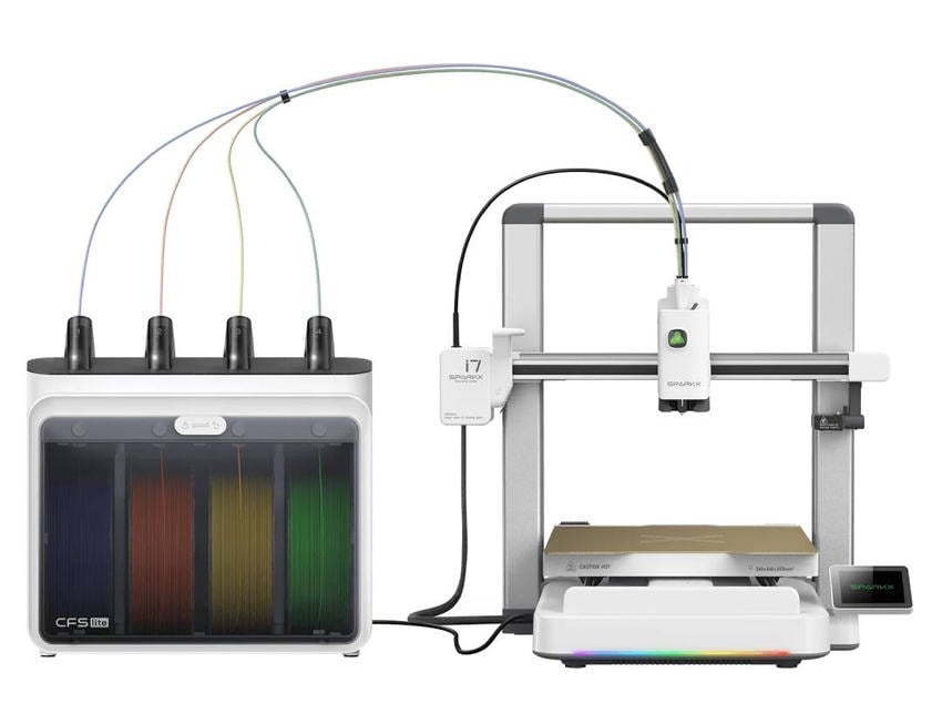 3D-printer med separat flerfargemater for fire filamentruller