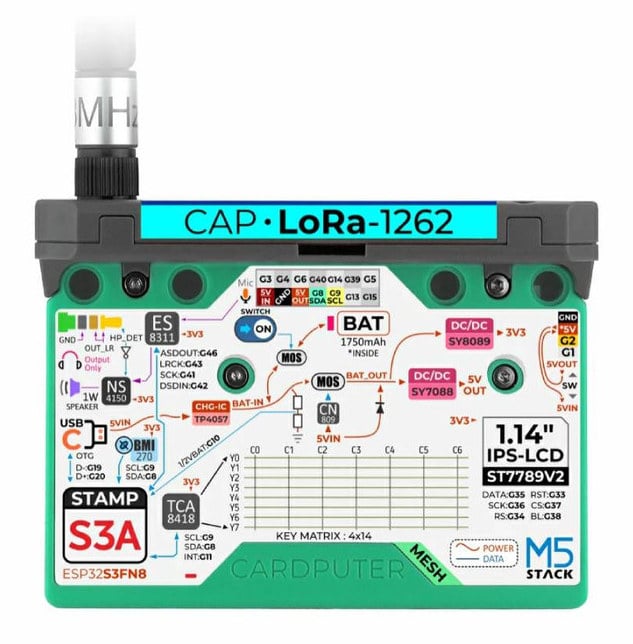 &Aring;pen LoRa Mesh-datamaskin med kretskort og koblingsdiagram