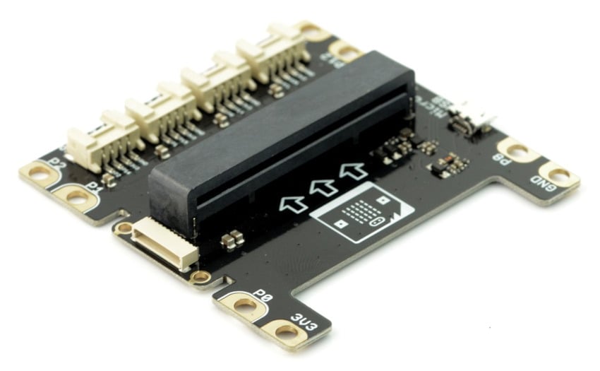 Baksiden av Grove-utvidelseskortet for micro:bit med kortkontakt